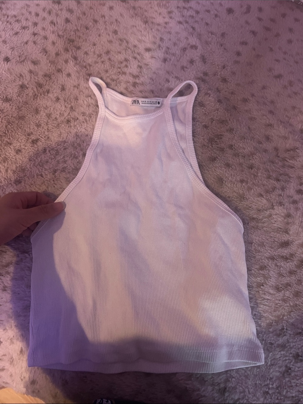 ZARA Lilac Ribbed Halter Crop Tank Top